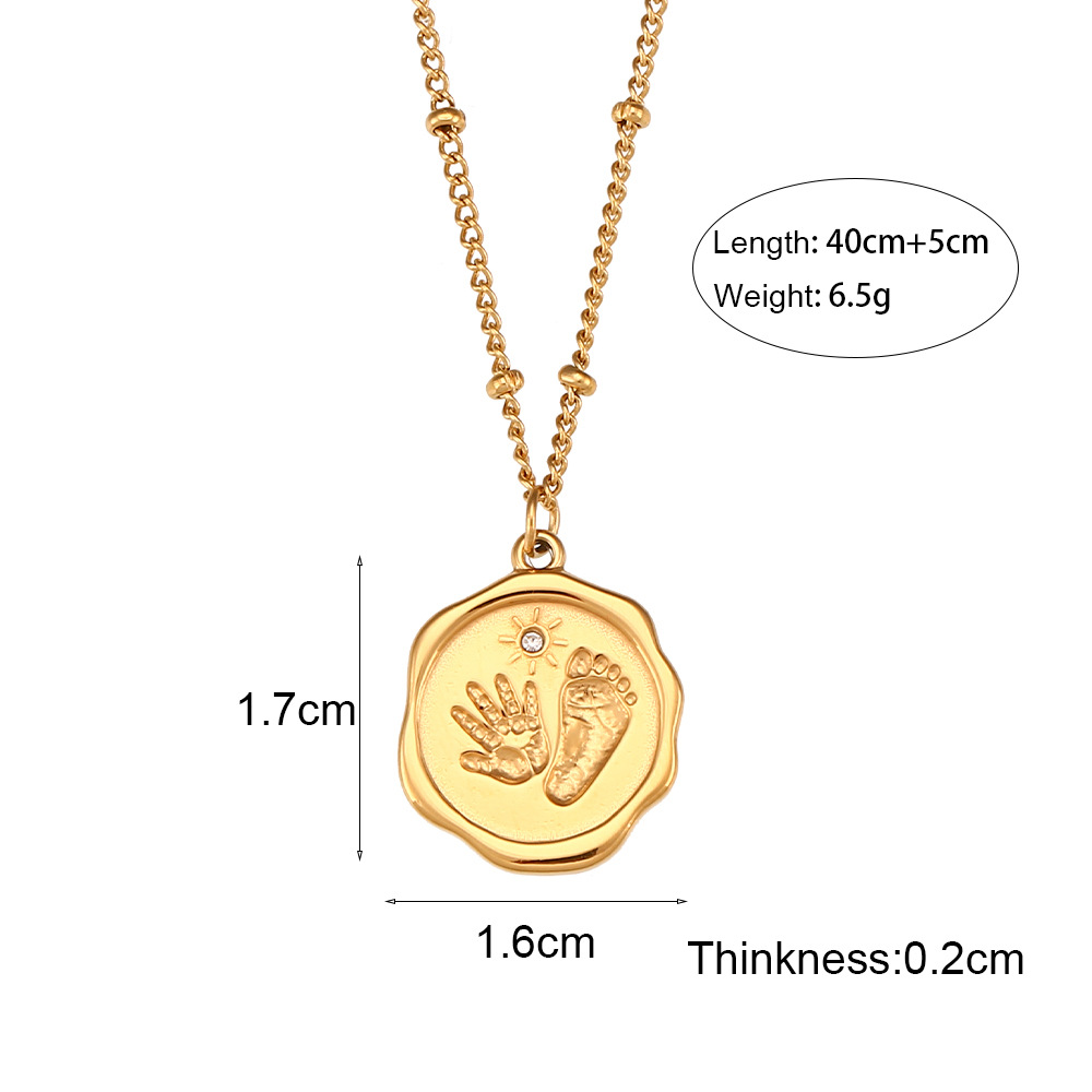 Mode Rond Acier Inoxydable Placage Incruster Zircon Pendentif 1 Pièce display picture 1