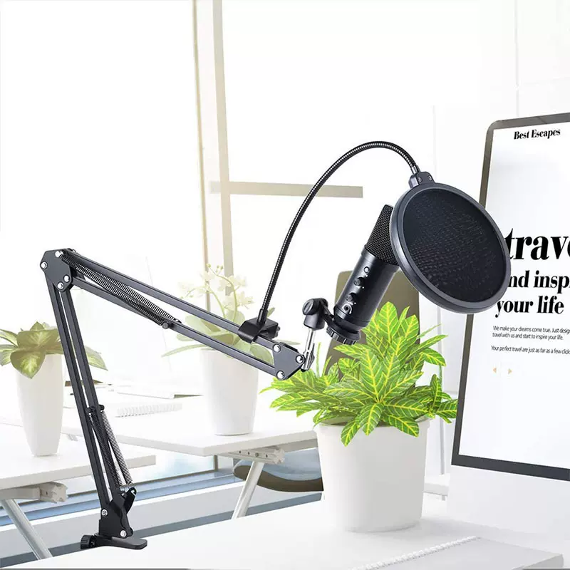 USB混响电容麦克风电脑教学直播唱歌录配音游戏声卡悬臂支架话筒