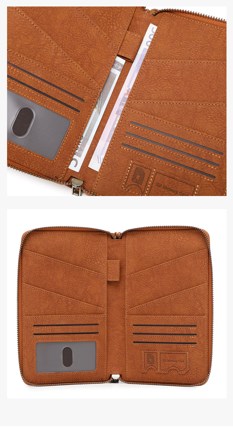 Cross-border new RFID anti-magnetic passport bag long zipper passport holder multifunctional travel ticket storage document bag
