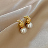 Design silver needle, retro earrings from pearl, silver 925 sample, trend of season, french style, internet celebrity, simple and elegant design, wholesale