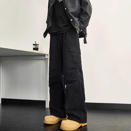 American High Street Black Caught Pants Boys Wear High-end Sense Pants Spring and Autumn Fashion Brand Straight Casual Pants