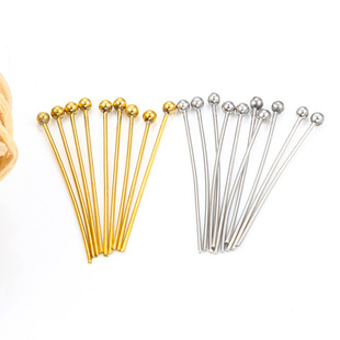 Stainless steel ball pin round pin steel color vacuum color retaining earrings necklace bracelet jewelry accessories beaded material diy