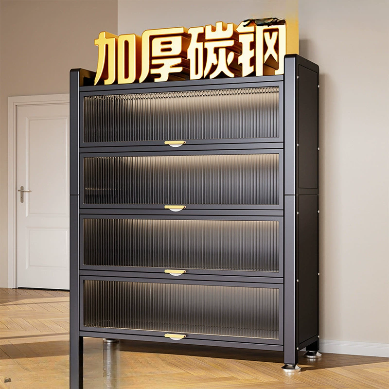 Стальной напольный многоярусный шкаф для обуви с защитой от пыли, новый входной шкаф для хранения с большой вместимостью