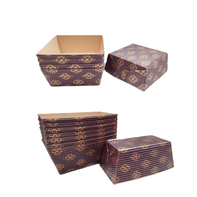 Tamaño pequeño rectangular cuadrado corrugado papel bandeja de papel de pan barco pastel bandeja de papel pastel taza bandeja de pan resistente a la prueba