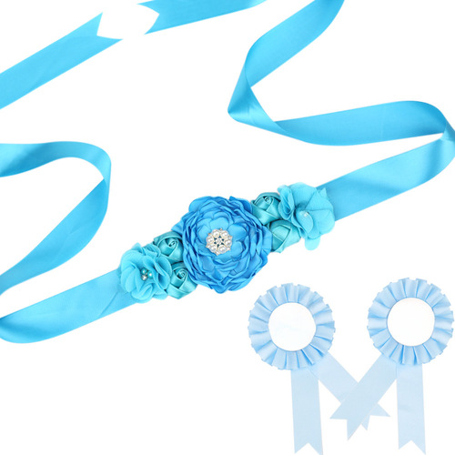 Direct Manufacturer Sales INS Style Maternity Chiffon Flower Belt for Expectant Mothers, Waist Cover Decorative Belt Set of 2 with a Set of Badges