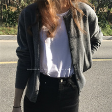 2025春秋针织开衫韩系简约显瘦圆领毛衣针织衫新款百搭外套女