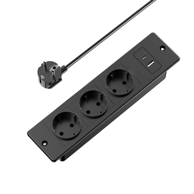 Embedded Desktop Power Outlet with Ac Power Socket and Usb/Usb-C Ports