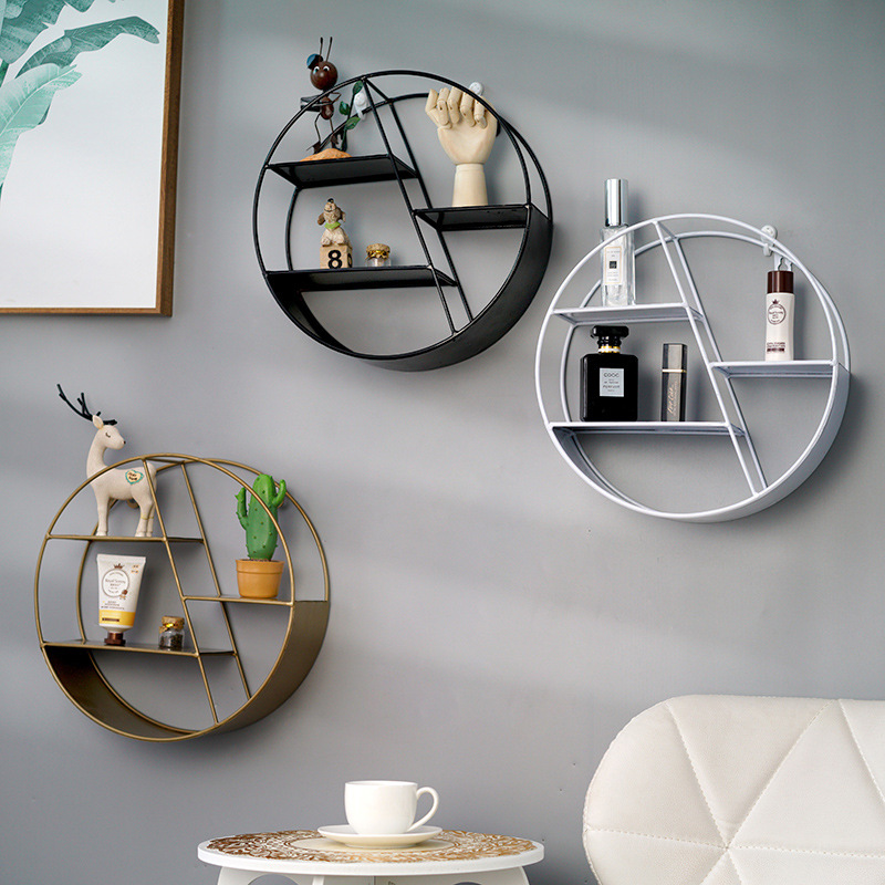 Wall-mounted storage rack for iron fence without drilling, home living room wall decoration, bedroom room wall hanging organizer, wall-mounted shelf