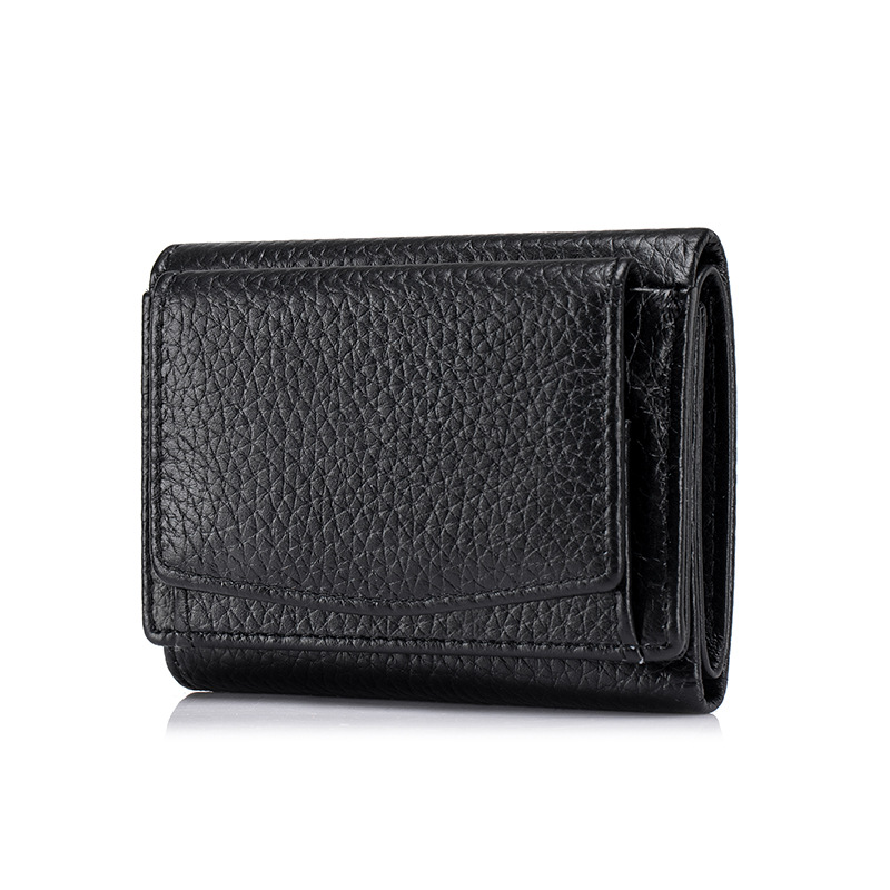 小さな財布本革女性RFIDカードバッグ日本式の財布の3割引の短い財布の薄いミニ小銭包装の小銭