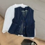 圆领水洗口袋春季马甲