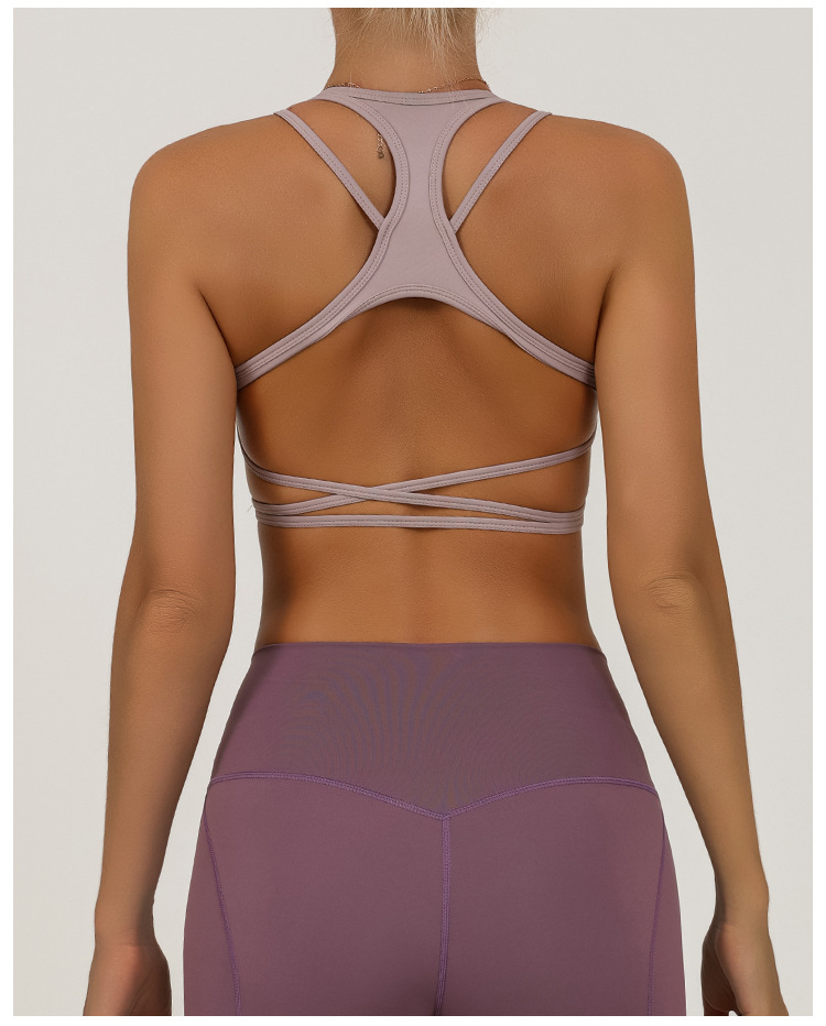 Bra de fitness transfronterizo barra con almohadilla de pecho desnuda yoga de belleza de espalda alta elástica chaqueta de secado rápido
