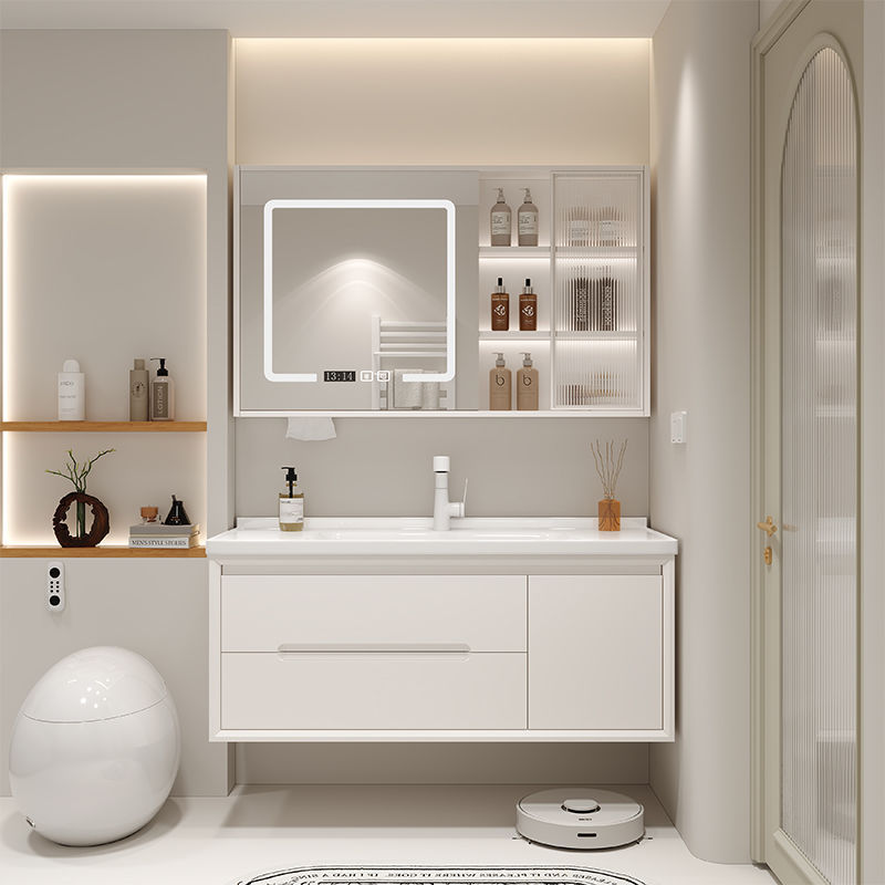 Oak Painted Wash Basin Bathroom Sink Wash Basin Cabinet Combination Bathroom Cabinet Ceramic Integrated Basin