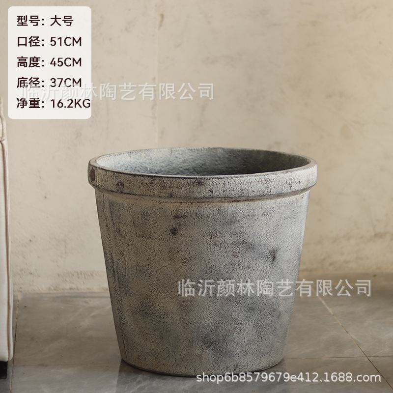 Grandes macetas de magnesio de barro abiertas balcón retro suelo verde maceta de plantación sala de estar hotel paisaje decoración