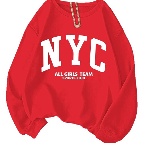 New York Women's Sports Team Sports Club Letter Print Sweater Autumn and Winter Round Neck Casual Sweater