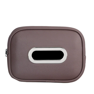 Car tissue box/set Leather Car Tissue Box for Hanging - brown