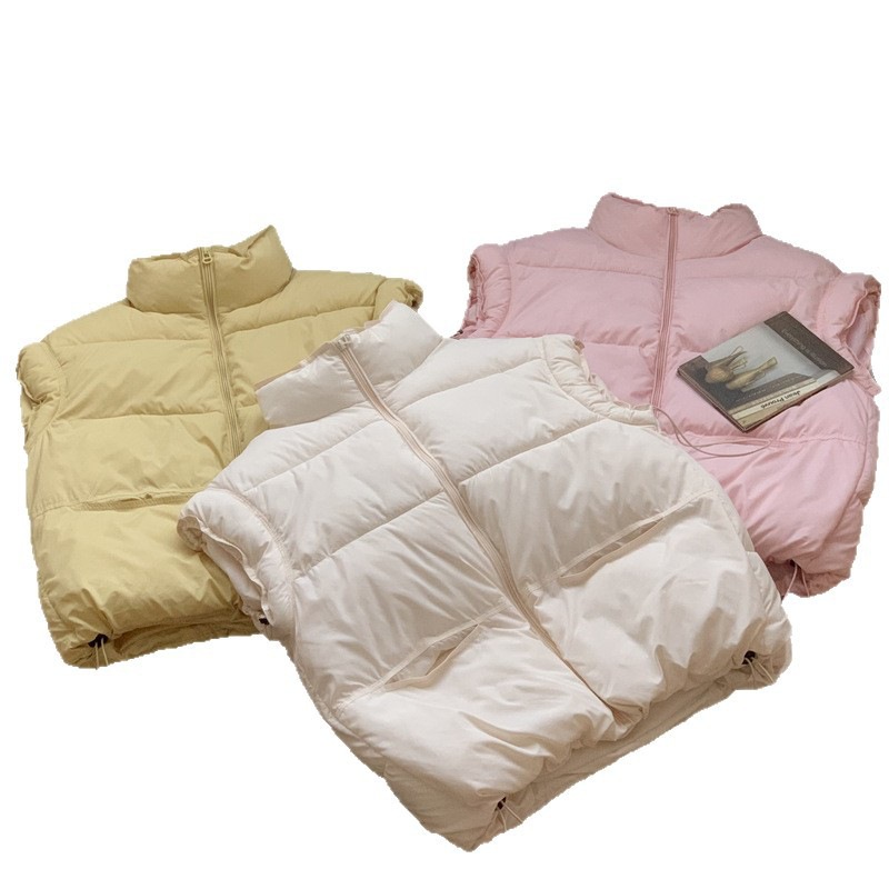 2025 otoño y invierno nuevos productos de algodón de cuello vertical chaleco de mujer corto color caramelo de mujer chaleco de algodón coreano sin mangas hombros de algodón image 5