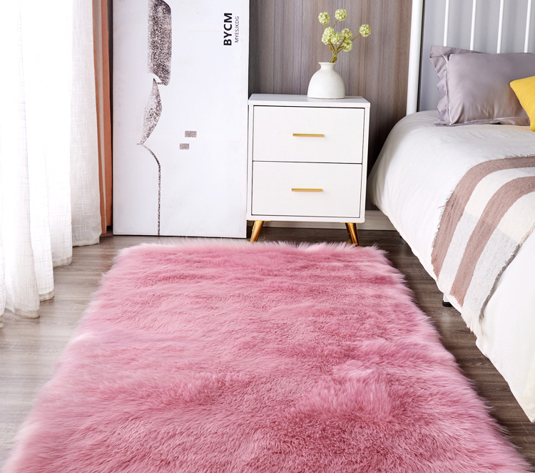 Long Plush Carpet in Orange Color for Bedroom, Bedside Rug, Living Room Coffee Table Mat, Floor Mat, and Window Decoration