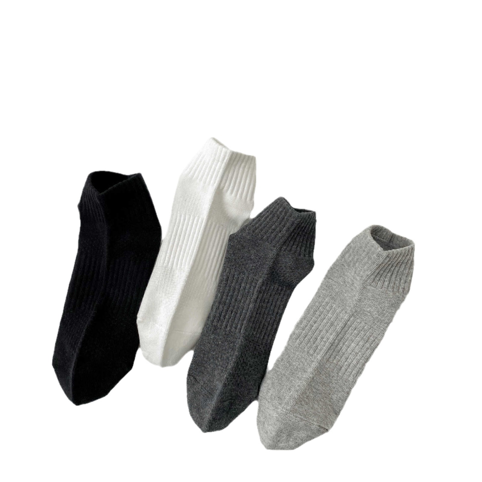 2024 men's socks spring and summer new combed cotton solid color waist-tied basic sweat-absorbent breathable Men's sports socks boat Socks 5