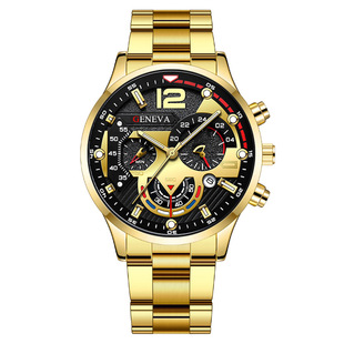 Cross-border Hot Selling Men's Watch Men's Watch Calendar Six-pin Steel Band Watch Quartz Watch Sport Luminous Wristwatch Men's
