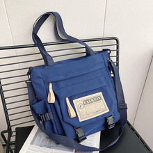 日系工装复古单肩托特包大学生上课通勤背大容量手提补习袋斜挎包