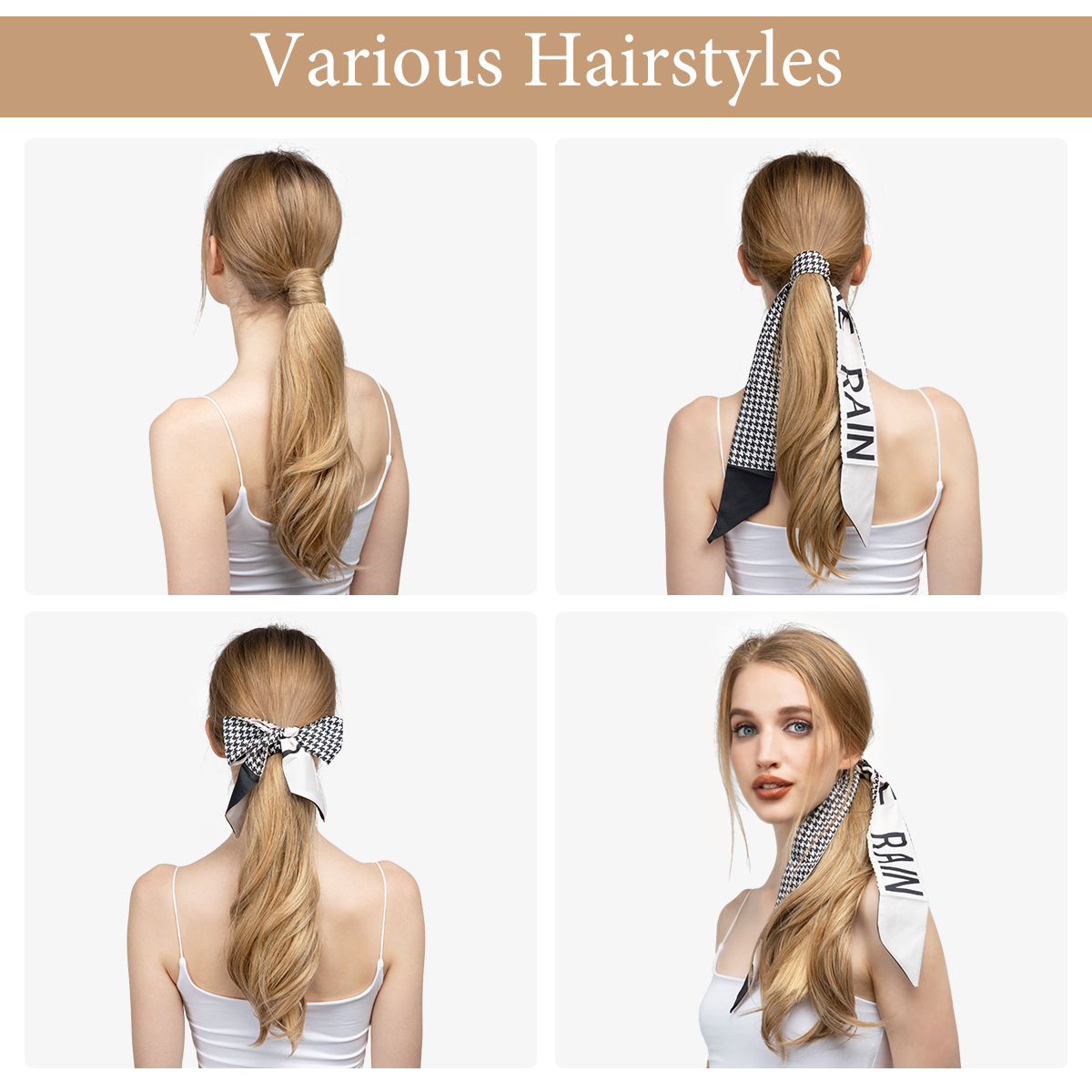 Synthetic hair with women's corn perm invisible Velcro ponytail braid_voghion.com