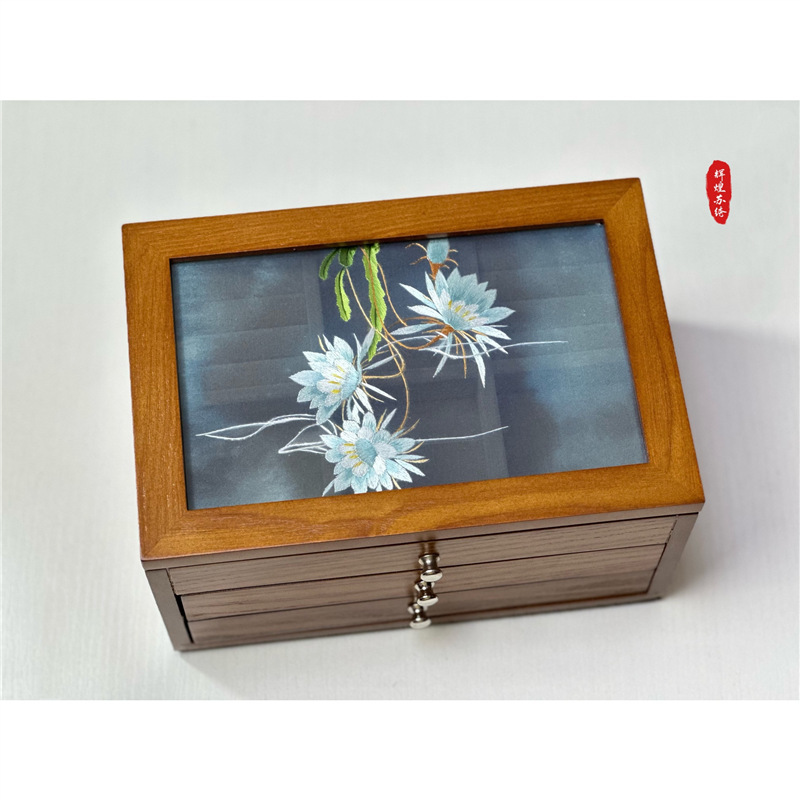 結婚プレゼントの首飾り箱手作り蘇刺繍両面刺繍木製三層ジュエリー収納箱洗練された誕生日に友人に贈る|undefined