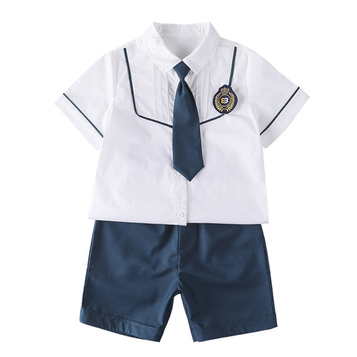 Summer uniform set for kindergarten children, new style, British style, collective class uniform for primary school students, boys and girls, children's day photo dress