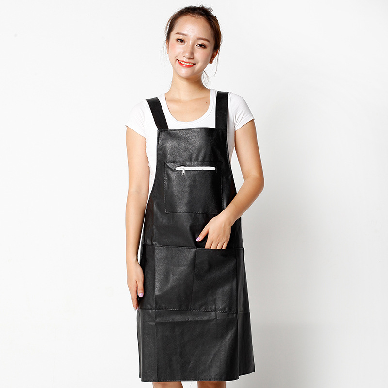 블랙 스트랩 가죽 앞치마