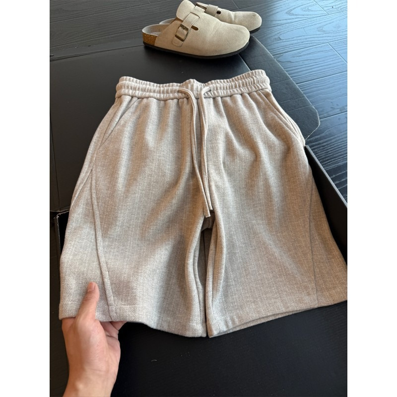 Men's Simple Old Money Style Shorts, Summer Cleanfit Loose Straight Lazy Shorts, Cool and Casual Five-Point Pants for Men