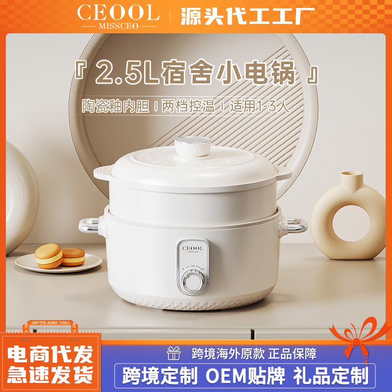 家庭用電気鍋 多機能2.5L 蒸し・調理一体型電気鍋 インスタントラーメン鍋 ノンスティック電気鍋 寮用電気フライパン|undefined