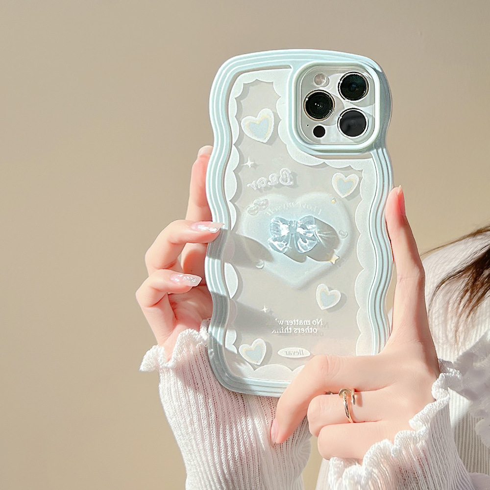 Title 2, 3D Bow Silicone Phone Case With Wavy Border, st...