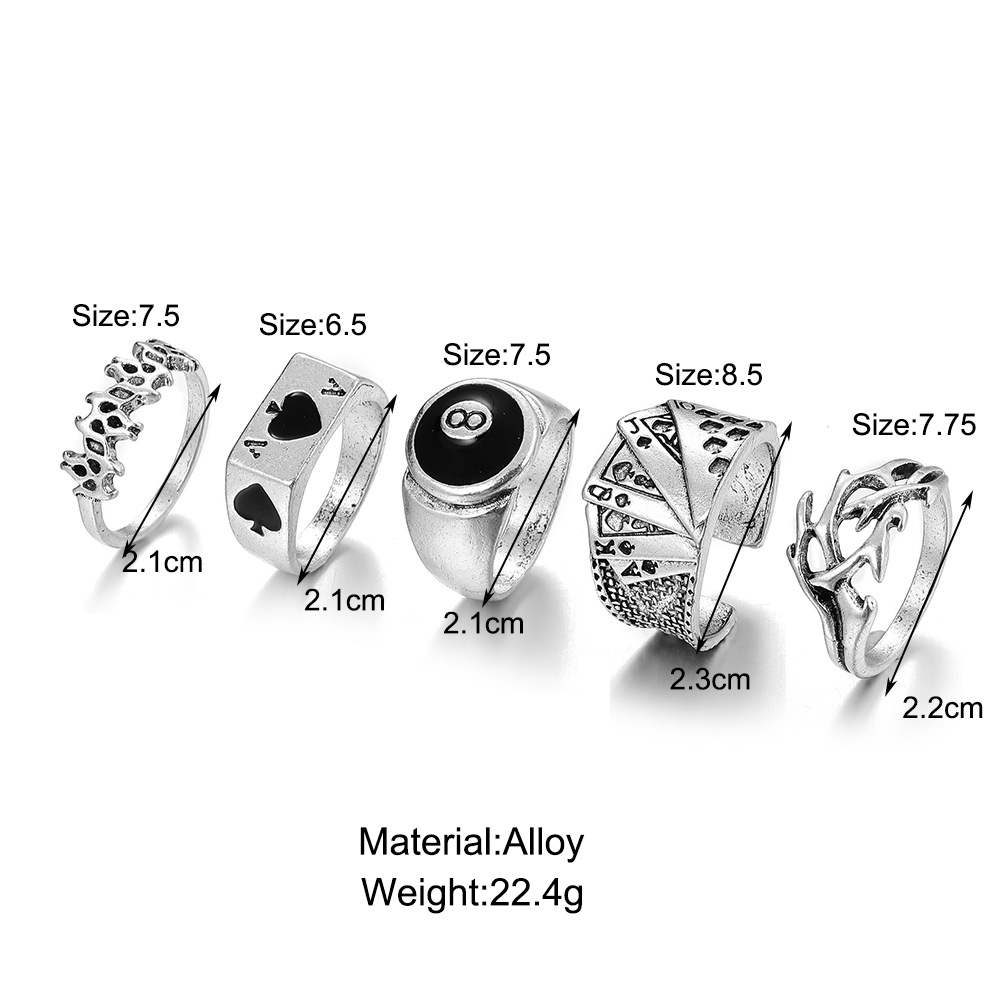 Spielkarten Großhandel Kreativer Retro-karten-joint-ring 5-teiliges Set display picture 3