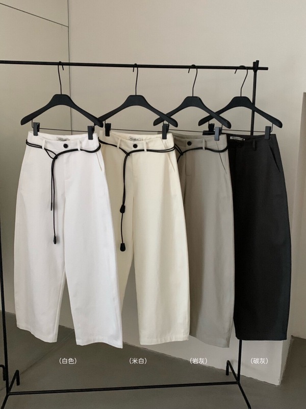 【MISS密思家正品店】休闲百搭压线弯刀裤休闲裤女装(配皮绳)W685|undefined