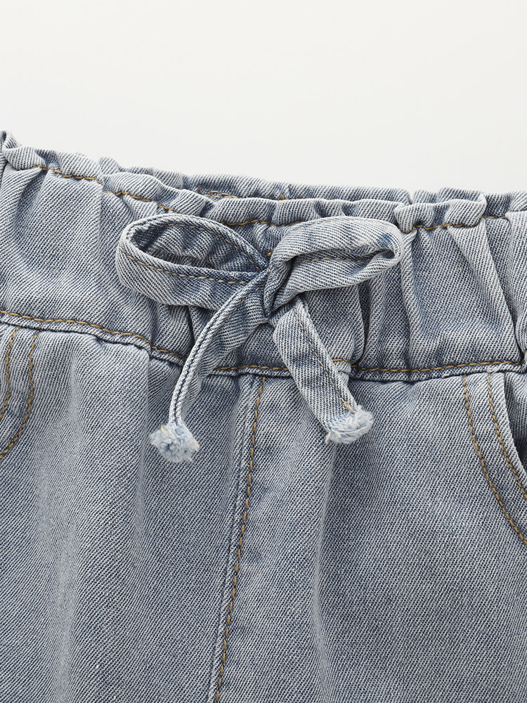 Cross-border Malwee jeans para niñas, ropa de verano, nuevos pantalones cortos de cintura elástica para niños pequeños y medianos en Europa y América