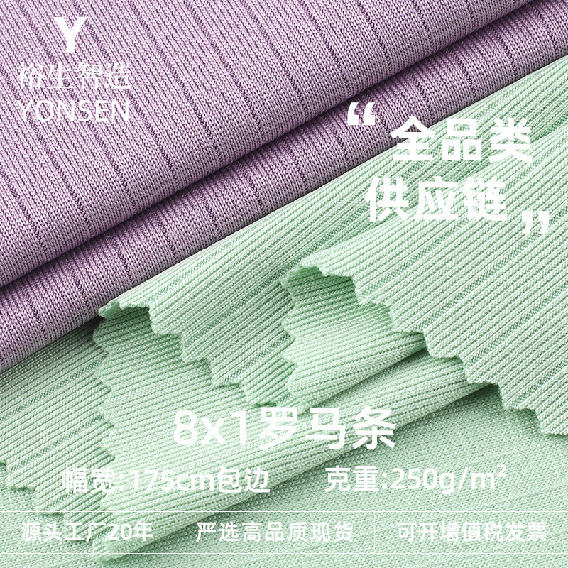 8*1罗马条针织布料 涤氨弹力坑条罗纹布 秋冬上衣打底衫螺纹面料