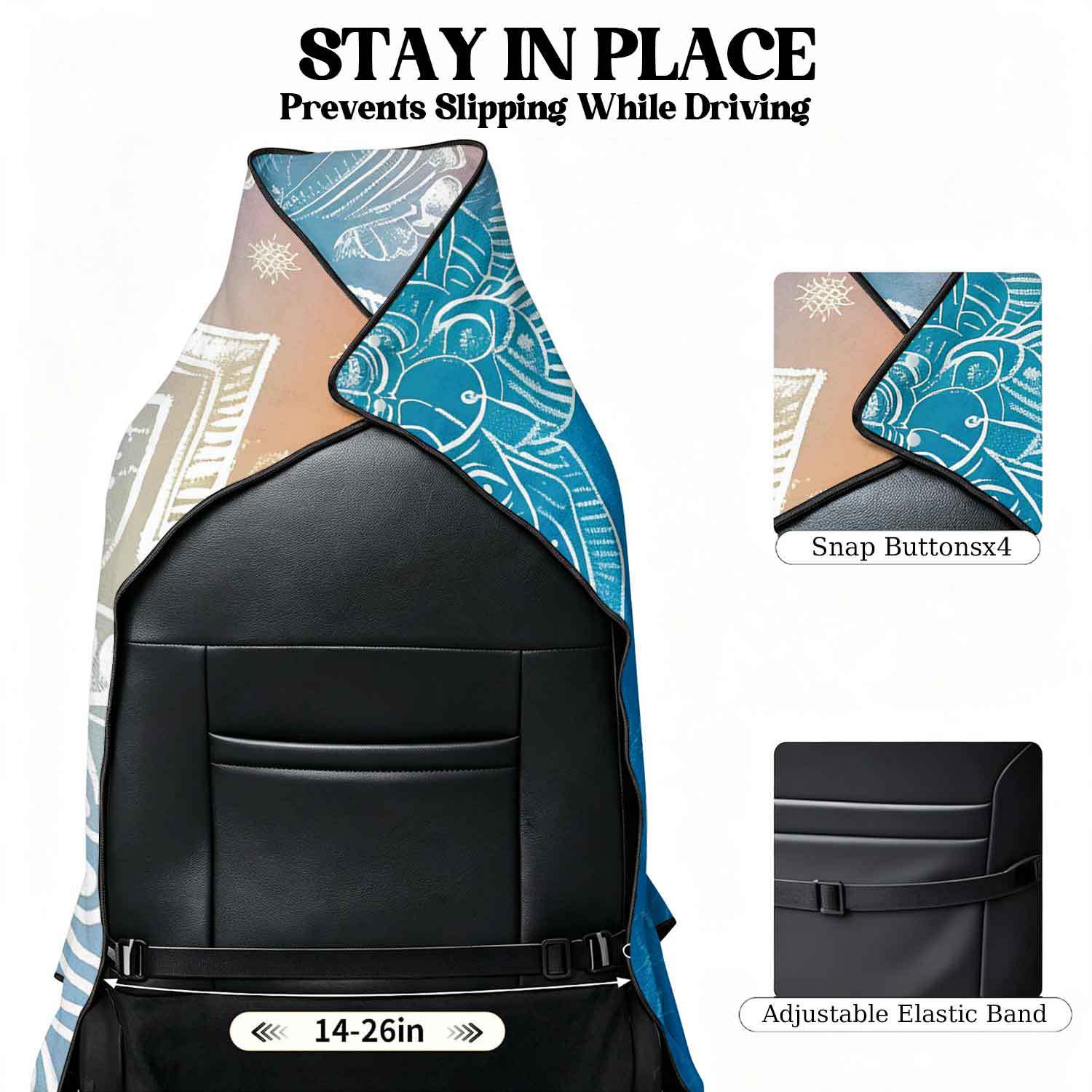 2-piece dual-use car seat cover, ultra-fine fiber, can be used as a beach towel, printed car protective seat cover 6
