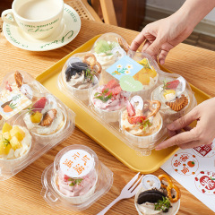 Paper cup cake packaging box Single/Double pack dessert transparent thick vacuum forming box 2 muffin cup packing boxes