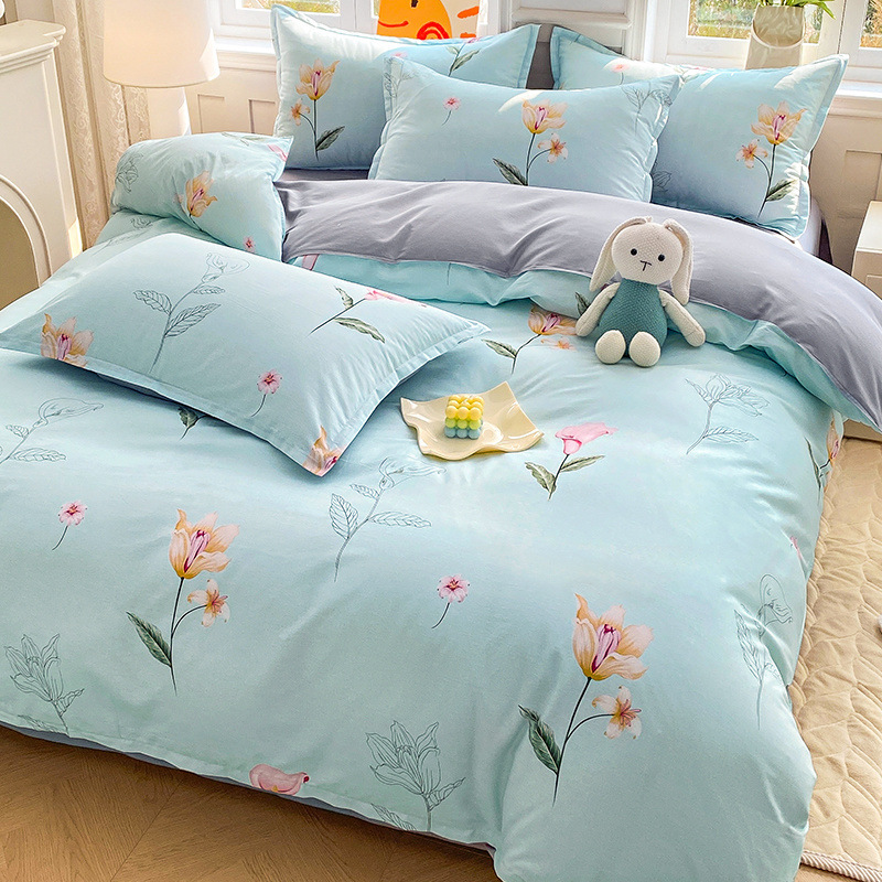 2025 ropa de cama de cuatro piezas de algodón de nuevo estilo ropa de cama de algodón funda de edredón ropa de cama de tres piezas de una sola cama doble