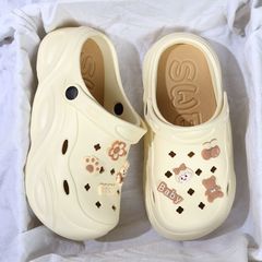 可愛卡通新款EVA洞洞鞋女夏季外穿厚底增高年時尚沙灘涼拖女拖鞋