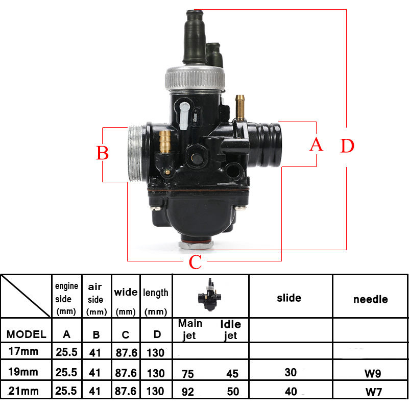 Motorcycle PHBG DS carburetor 17/19/21mm applicable Dellorto JOG50-90 motorcycle accessories