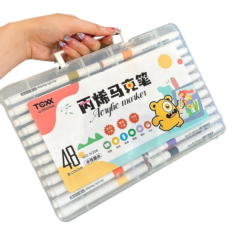 Triangle acrylic marker DIY48 color stackable color marker acrylic children's drawing creation soft head brush