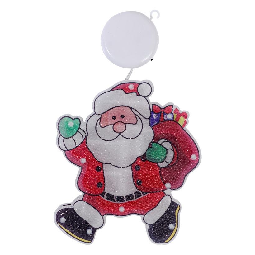 Luces de Navidad con Ventosa en Existencia de Fábrica, Decoración Navideña para Ventanas, Campanas, Colgantes de Papá Noel y Muñeco de Nieve, Luces LED