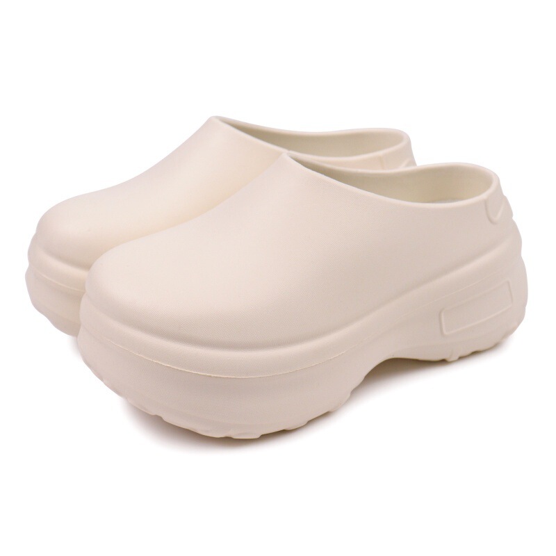 Thick-Soled Closed-Toe Slippers for Women, Lightweight Non-Slip Height-Increasing Chef Shoes, Platform Sports Half-Slip Clogs Sandals for Women