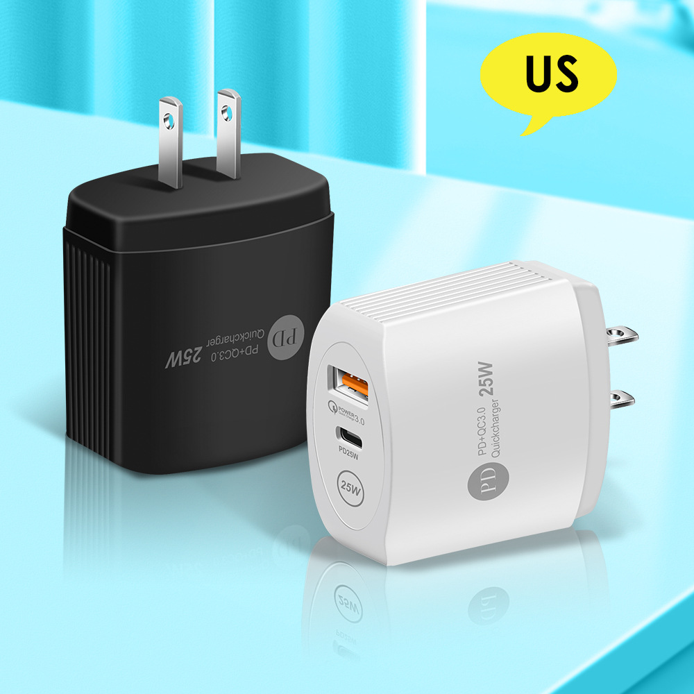 Chargeur PD25W, norme américaine, européenne et britannique, tête de chargement rapide pour téléphone portable PD + QC3.0_voghion.com