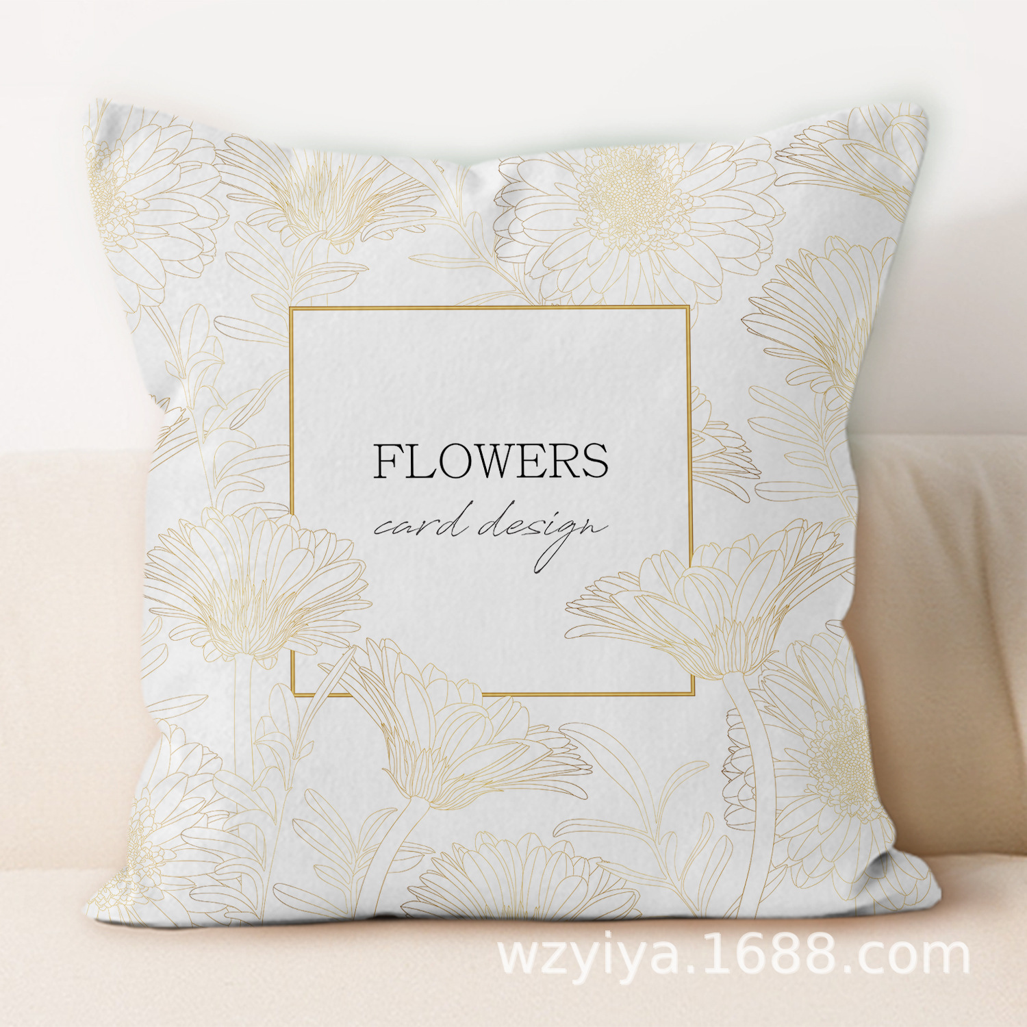 almohada de estampado de oro retrógrado simple moderno sofá en el hogar cojín de respaldo decoración desmontable almohada de cabeza de cama cuadrada
