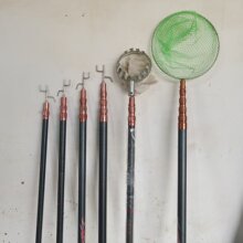 加强抄网杆撑线杆自由定位捞网抄网加粗超硬摘果杆玻璃钢抄网杆厂