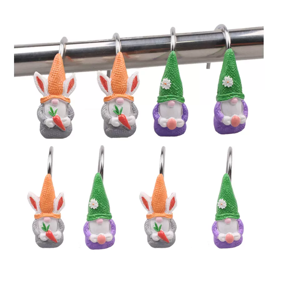 工厂直销亚马逊希音跨境热销品复活节树脂兔子装饰性浴帘窗帘挂钩