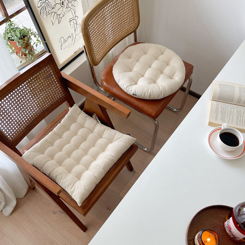 Japanese simple plain square cushion tatami futon round mat dining chair with strapable chair cushion