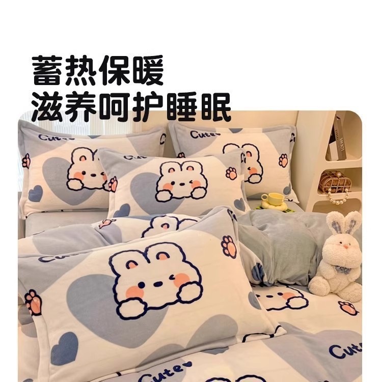 Thickened milk velvet pillowcase, single pack, autumn and winter coral velvet pillowcase, single-person household cartoon pillow insert