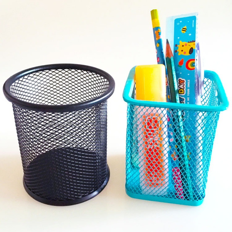 학생 문구 데스크탑 저장 컬러 펜 배럴 중공 철 사무실 용품 라운드 펜 홀더 창조적 인 금속 펜 홀더